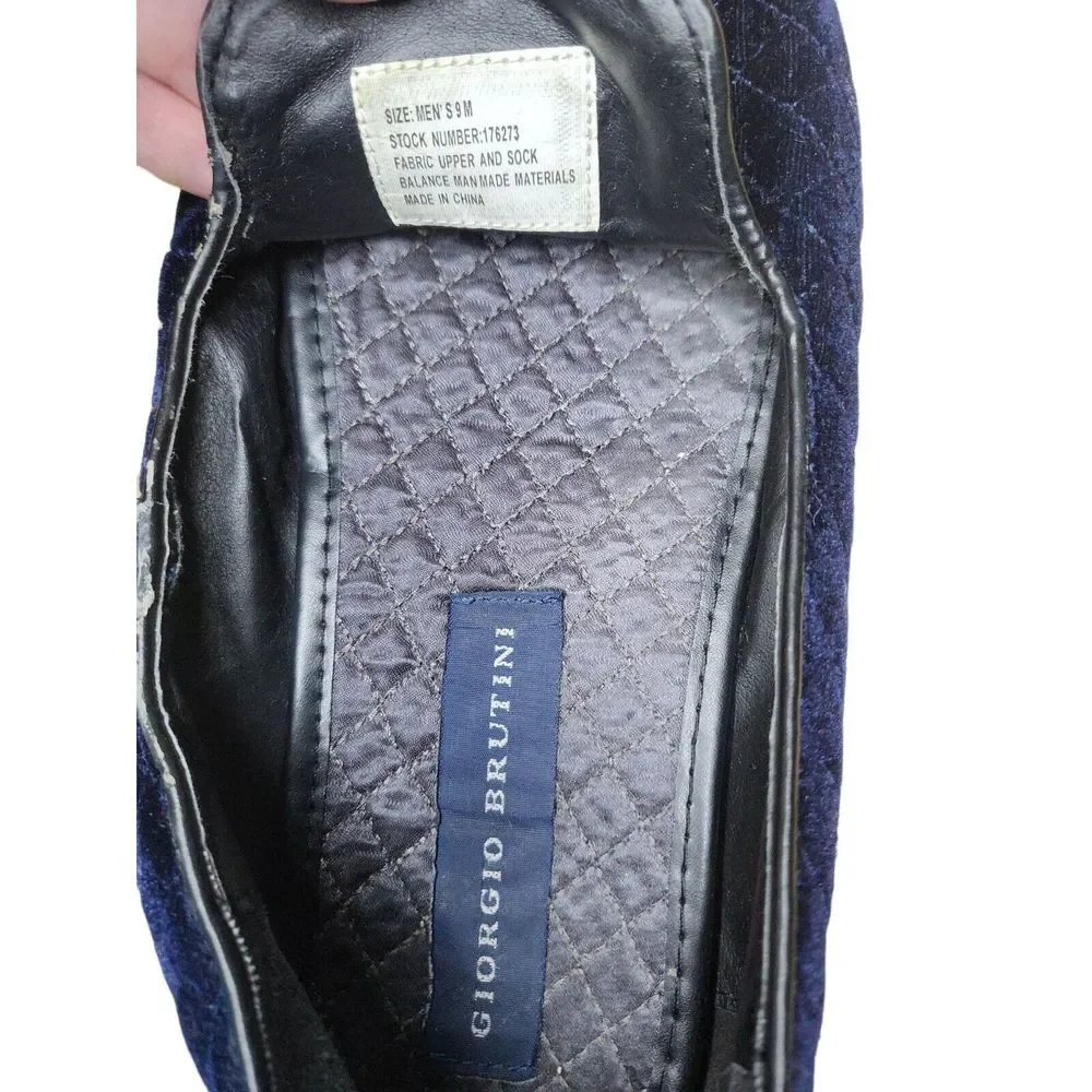 Giorgio Brutini Loafers Men Sz 9 M Blue Velvet Low Heel Designer Workwear‎